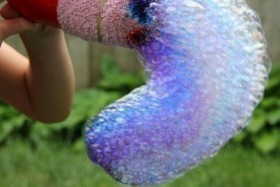 Colored soap bubbles