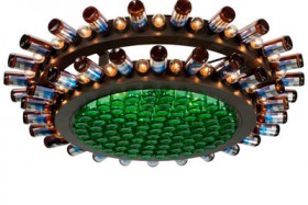 Chandelier with 2 rows of bottles