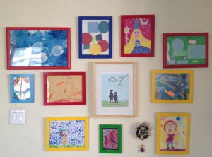 Children&#39;s drawings in frames
